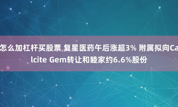 怎么加杠杆买股票 复星医药午后涨超3% 附属拟向Calcite Gem转让和睦家约6.6%股份
