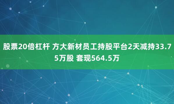 股票20倍杠杆 方大新材员工持股平台2天减持33.75万股 套现564.5万
