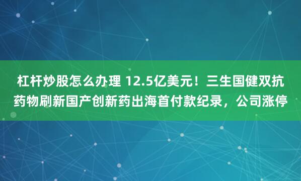 杠杆炒股怎么办理 12.5亿美元！三生国健双抗药物刷新国产创新药出海首付款纪录，公司涨停