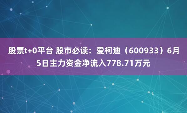 股票t+0平台 股市必读：爱柯迪（600933）6月5日主力资金净流入778.71万元