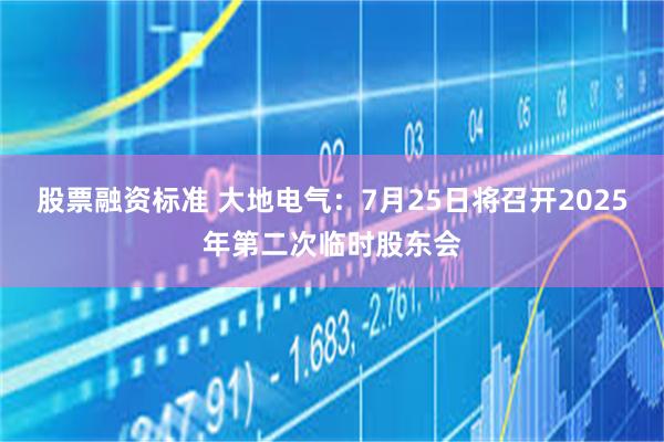 股票融资标准 大地电气：7月25日将召开2025年第二次临时股东会