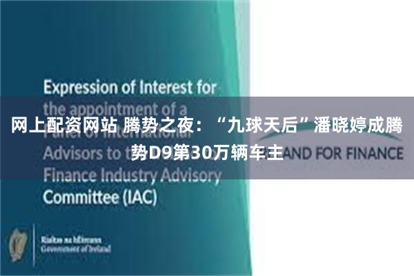 网上配资网站 腾势之夜:“九球天后”潘晓婷成腾势D9第30万辆车主